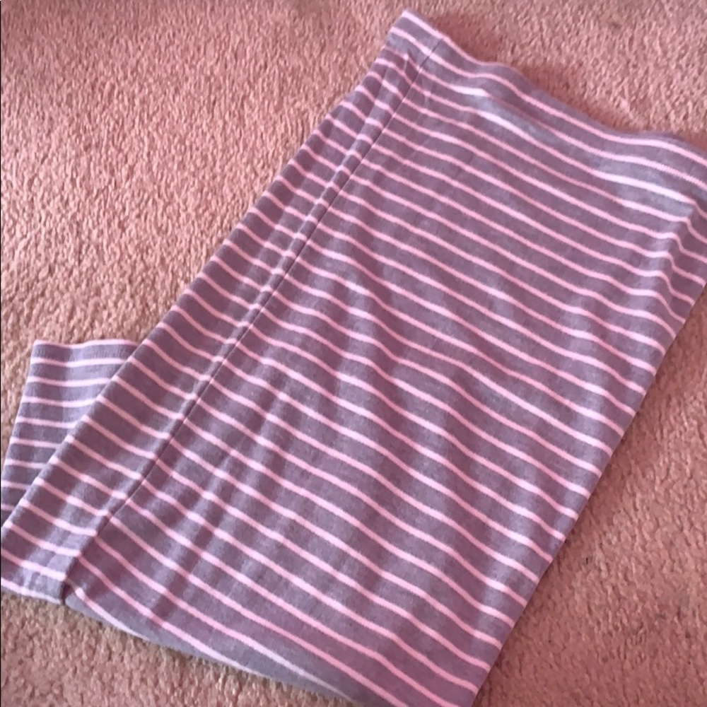 Gray Striped Body Con Skirt